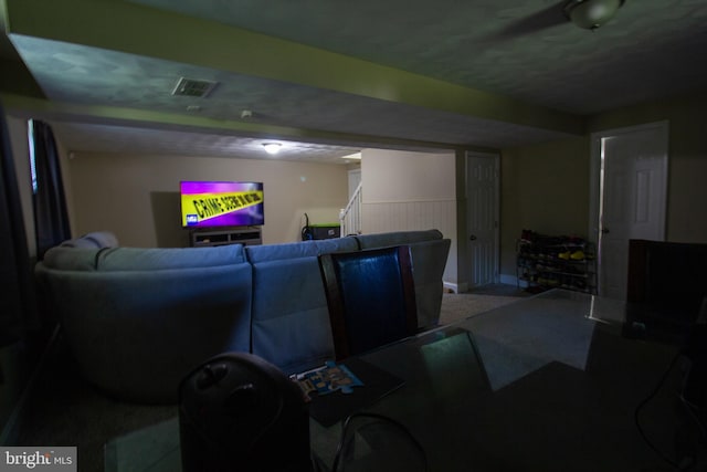 view of carpeted cinema room