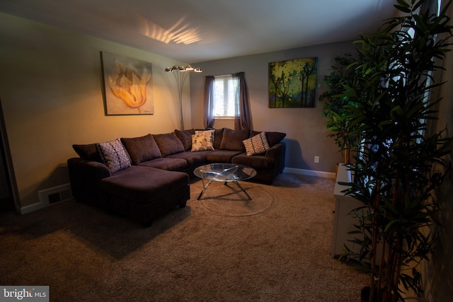 living room featuring carpet