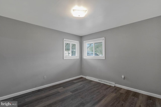 empty room with dark wood-type flooring