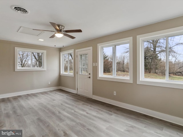 interior space featuring light hardwood / wood-style flooring and a wealth of natural light