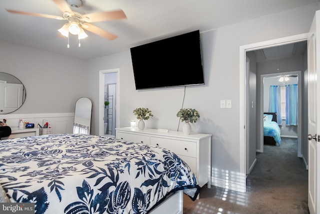 bedroom featuring ceiling fan