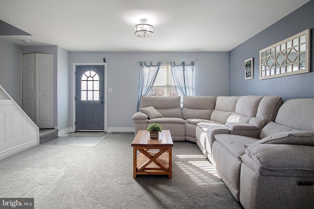 living room featuring carpet flooring