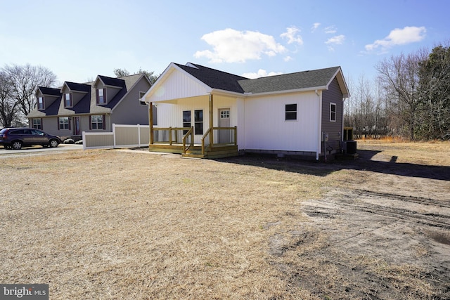 view of front of home with central AC unit