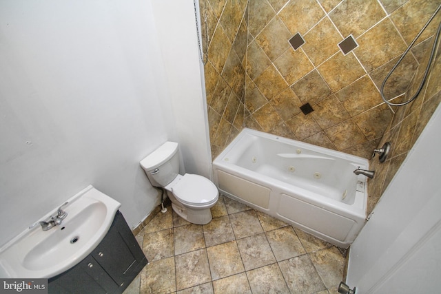 full bathroom with vanity, shower / bathing tub combination, tile patterned floors, and toilet