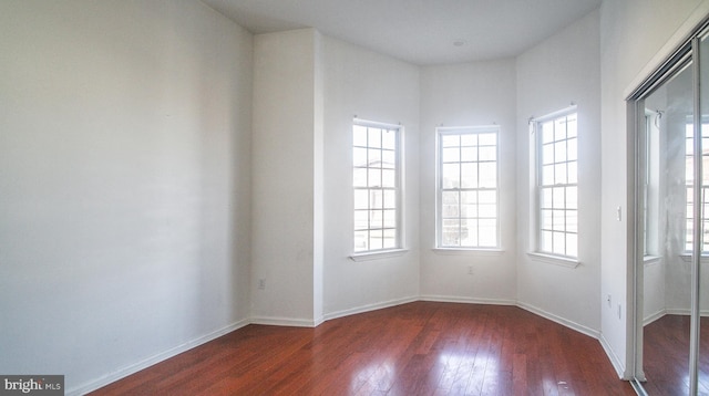 unfurnished room featuring dark wood-type flooring