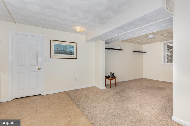 basement with light carpet