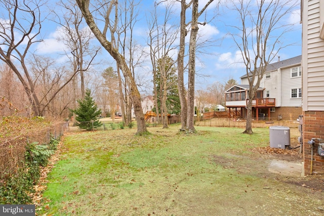 view of yard with a deck