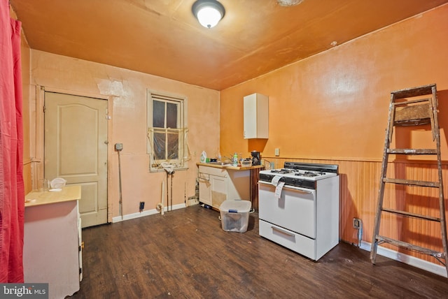 kitchen featuring sink, dark hardwood / wood-style flooring, and gas range gas stove