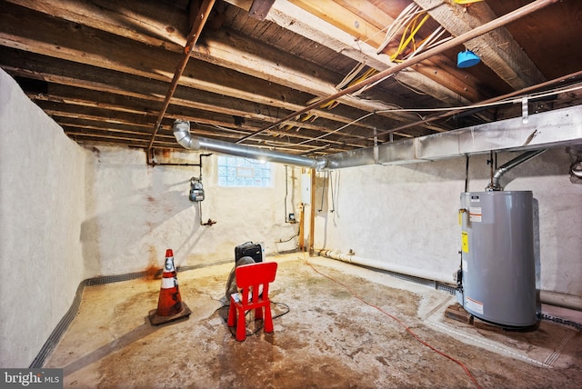 basement featuring water heater