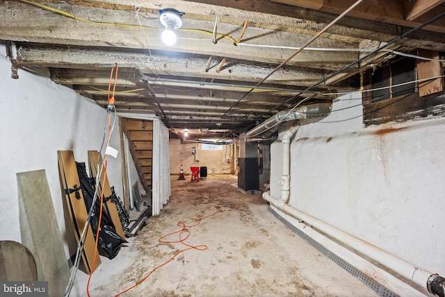 basement with heating unit