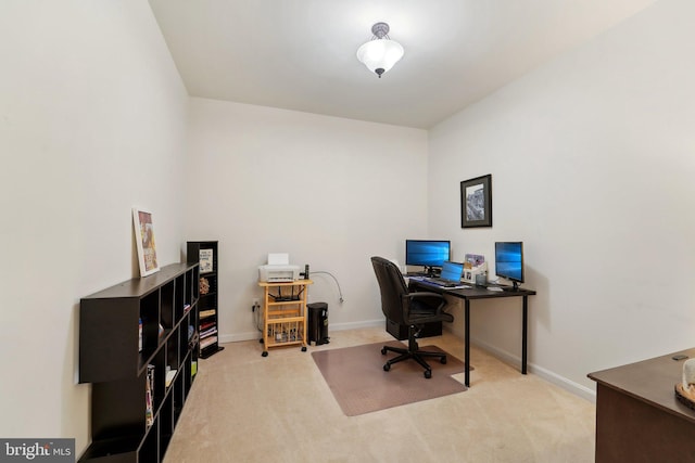 view of carpeted home office