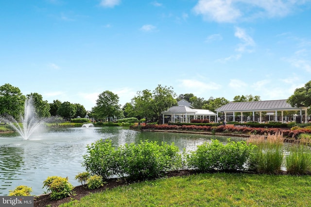 view of water feature featuring a gazebo