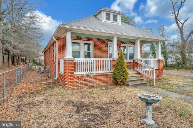 bungalow-style house with covered porch