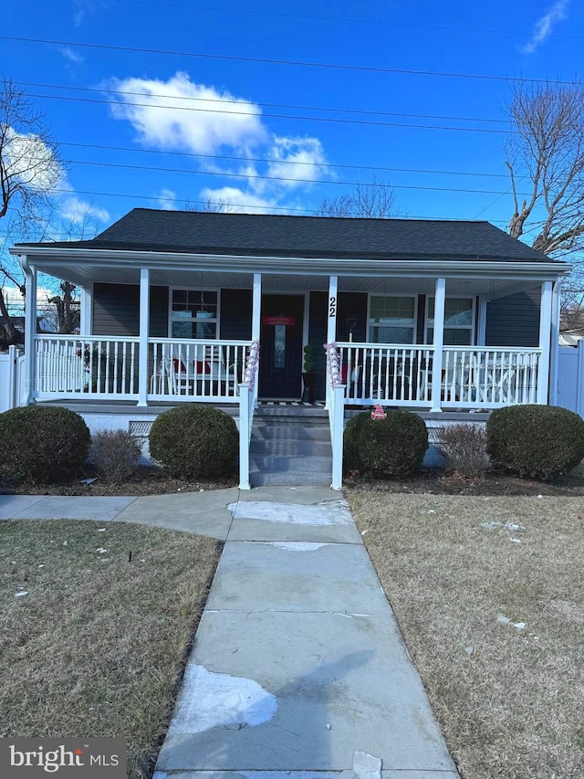 view of front of property with a porch