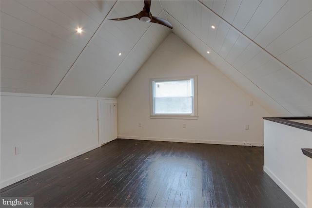 264 S Main St, Pleasant Gap, PA 16823 - additional living space with baseboards, lofted ceiling, hardwood / wood-style flooring, and ceiling fan