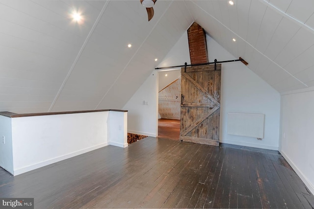264 S Main St, Pleasant Gap, PA 16823 - bonus room with radiator, baseboards, lofted ceiling, a ceiling fan, and hardwood / wood-style floors