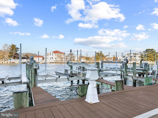 view of dock featuring a water view