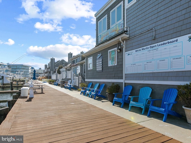 view of dock featuring a water view