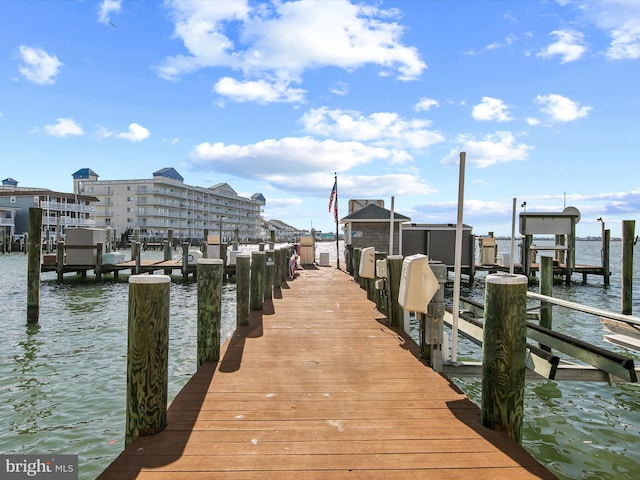 dock area featuring a water view