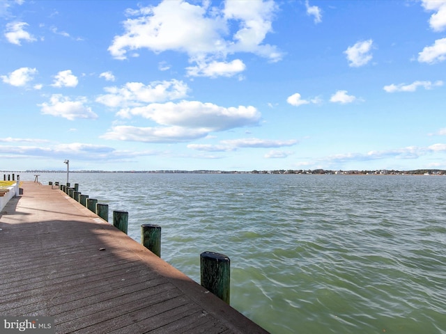 view of dock featuring a water view