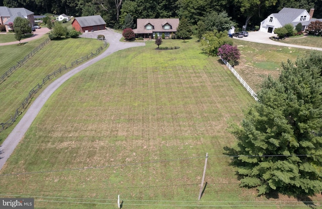 bird's eye view with a rural view