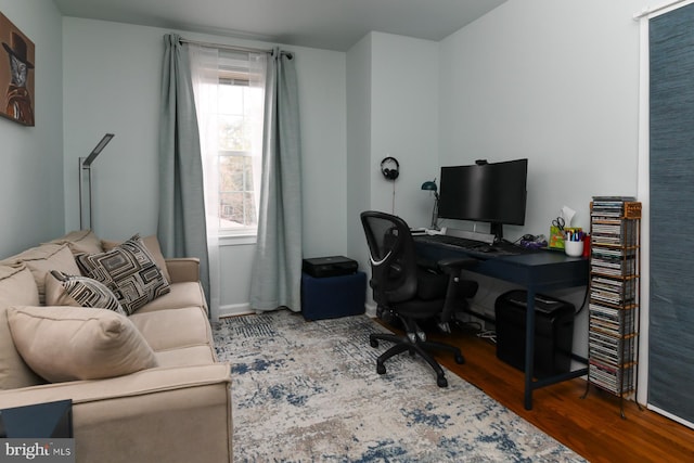 office area featuring wood-type flooring