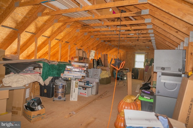 view of unfinished attic