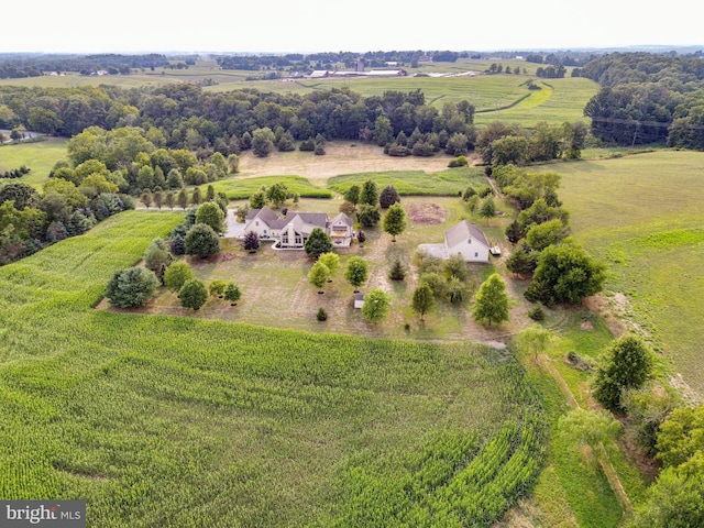 aerial view featuring a rural view