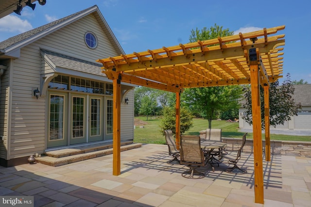 view of patio with a pergola