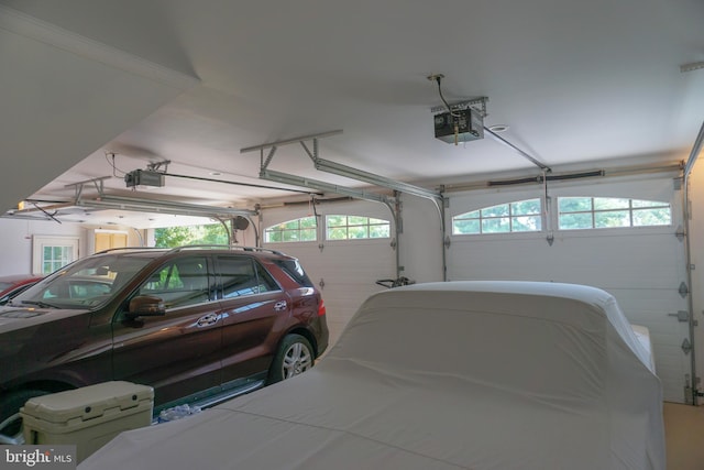 garage with a garage door opener