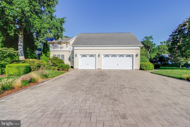 exterior space with a garage