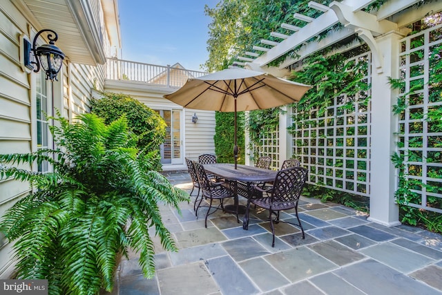 view of patio / terrace featuring a pergola