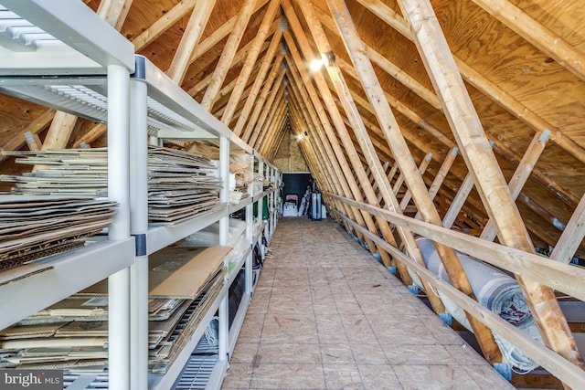 view of unfinished attic