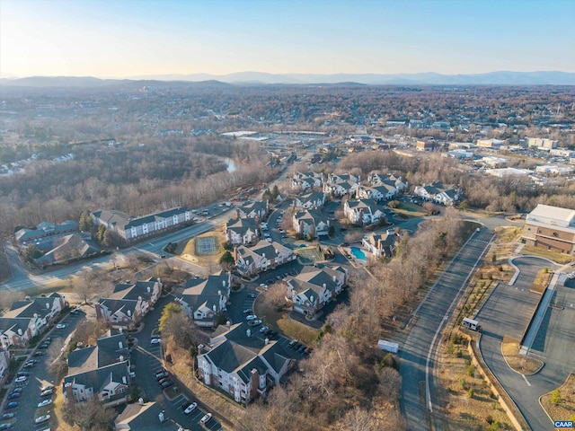 bird's eye view with a mountain view