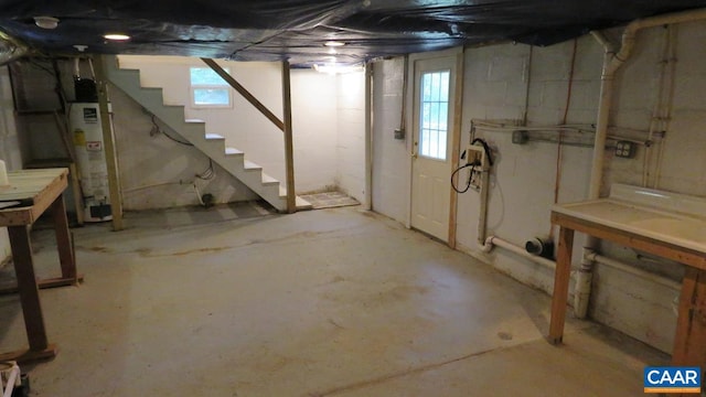 basement with gas water heater