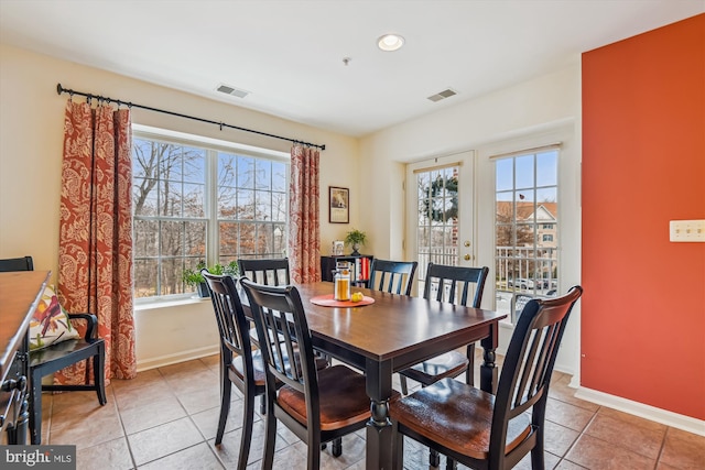 view of tiled dining room