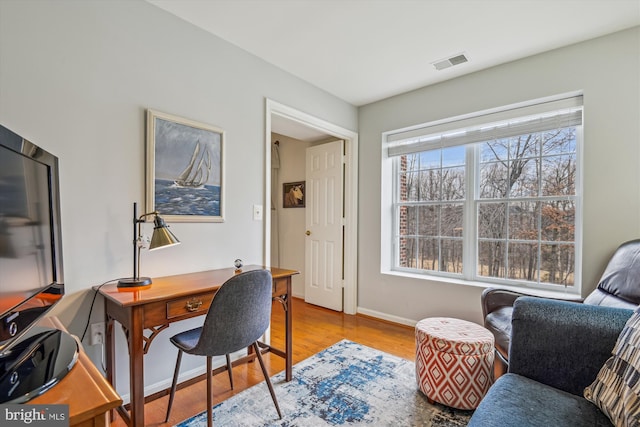 office space featuring light hardwood / wood-style flooring