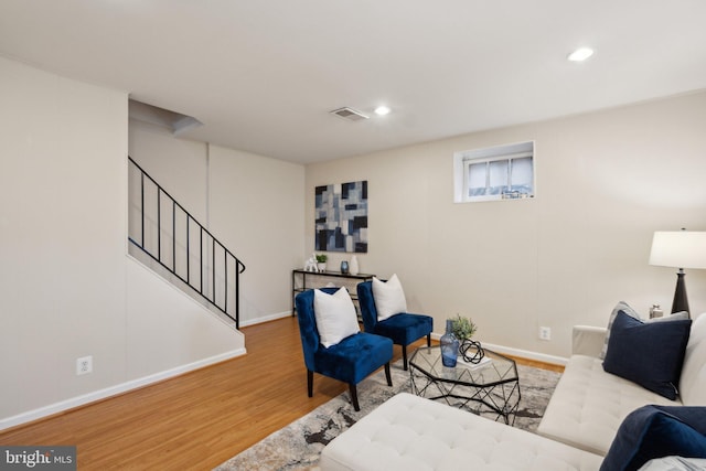 living room featuring wood-type flooring