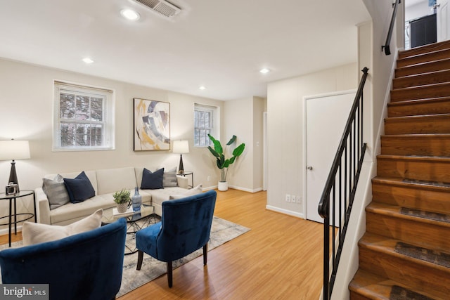 living room featuring light hardwood / wood-style flooring