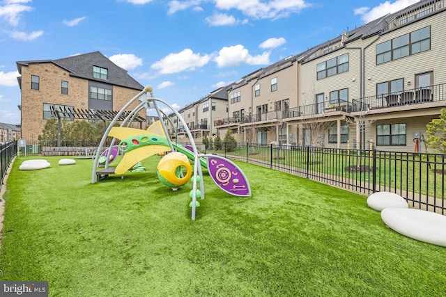 view of play area featuring a yard