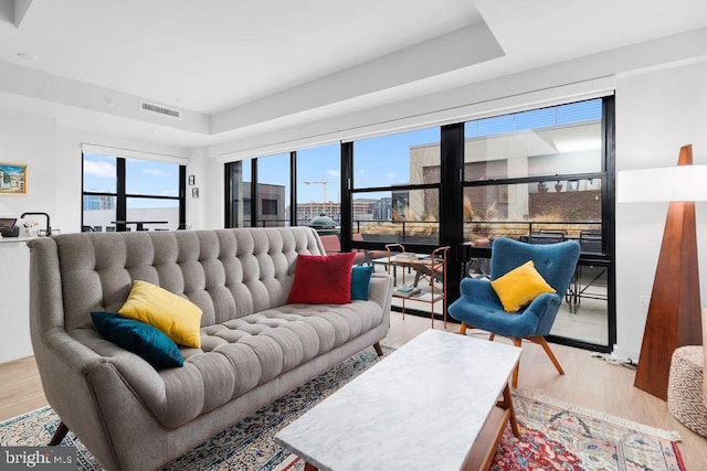 living room featuring light hardwood / wood-style flooring