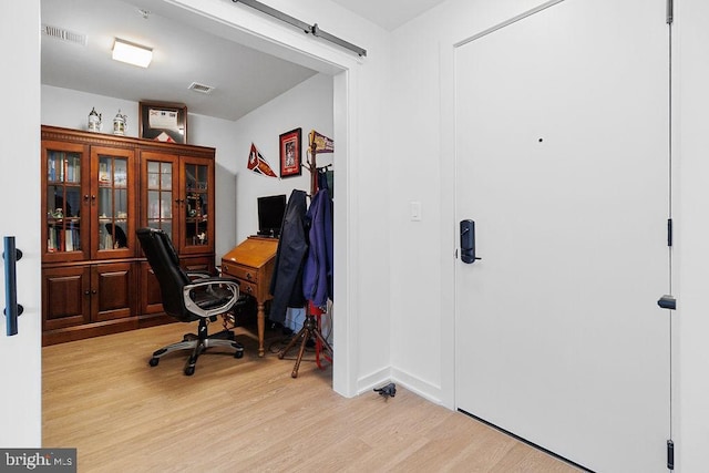 office area featuring light wood-type flooring