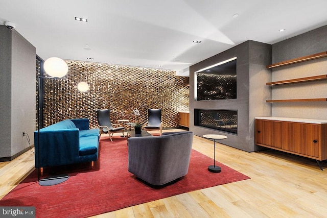 living room featuring light wood-type flooring