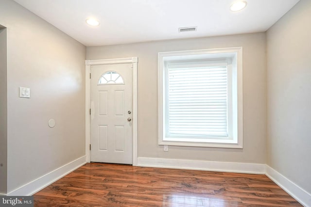 entrance foyer featuring dark wood-type flooring