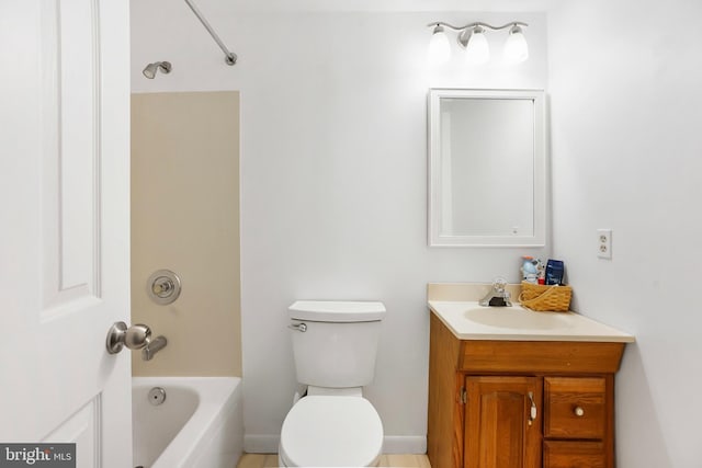 full bathroom with vanity, shower / bathtub combination, and toilet