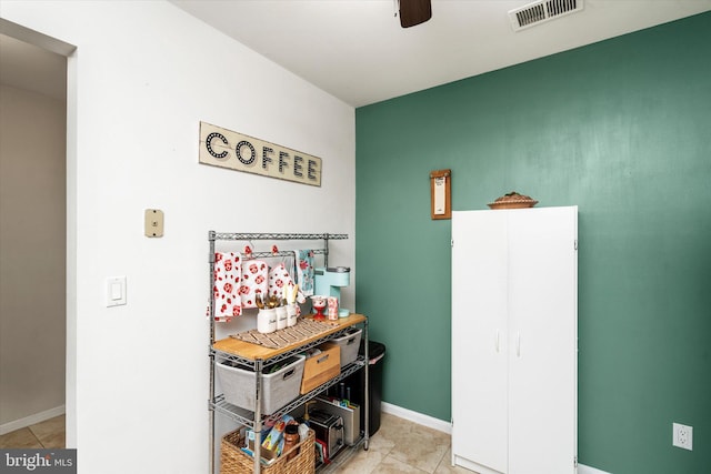 interior space featuring light tile patterned floors