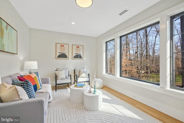 living room featuring hardwood / wood-style flooring and a wealth of natural light