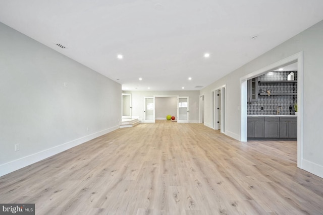 unfurnished living room featuring light hardwood / wood-style floors