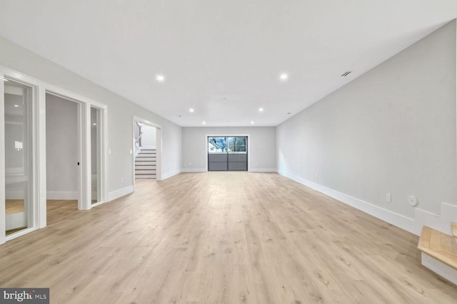 unfurnished living room featuring light hardwood / wood-style floors