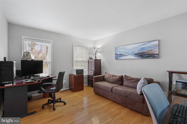 office space featuring light hardwood / wood-style floors